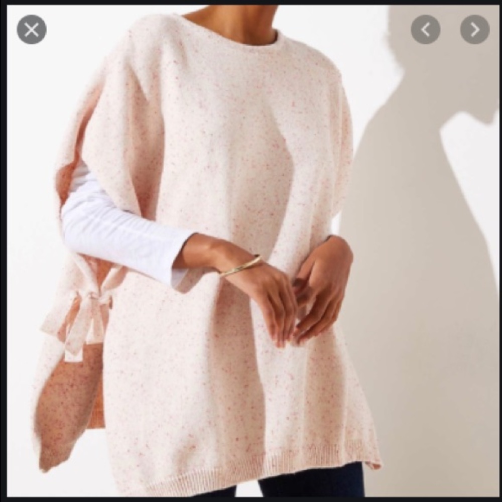 Flecked side tie Poncho Charcoal